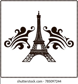 Eiffel tower in Paris. Isolated on white background. Vector EPS10.