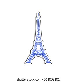 Eiffel Tower in Paris label illustration
