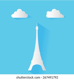 Eiffel Tower, Paris, landmark flat icon design