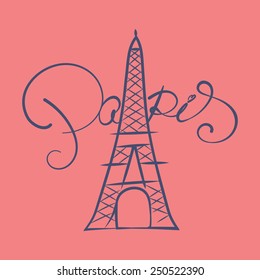 Eiffel Tower with Paris Lettering vector background design