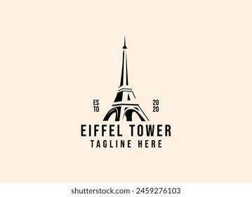 Eiffel tower in paris logo design. Paris and eiffel tower logo