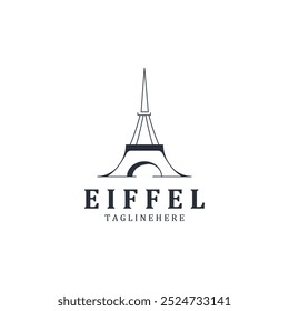 Eiffel Tower Paris logotipo simples e minimalista Preto Silhueta modelo de design