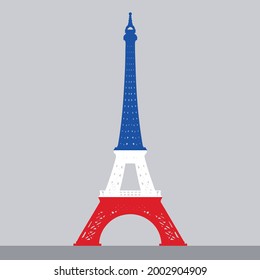 The Eiffel Tower Paris in national colors symbol. Vector illustration