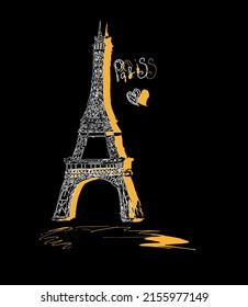 Torre Eiffel, París sobre fondo negro