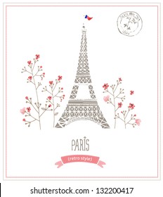 Eiffel tower in Paris, post card