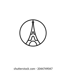 Eiffel Tower in Paris simple thin line icon vector illustration