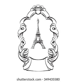 Esquema del Vector del boceto de la Torre Eiffel de París