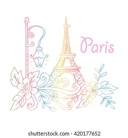 Eiffel tower in Paris. Sketchy style.