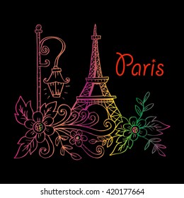 Eiffel tower in Paris. Sketchy style.