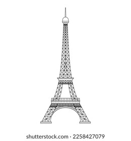 Torre Eiffel. Símbolo o icono de París. Diseño de viajes en Francia. Diseño de monumentos franceses. Ilustración vectorial.