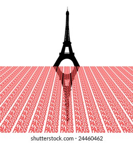 Torre Eiffel con ilustración de texto de París