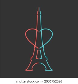 Eiffel tower in Paris. Thin line style icon