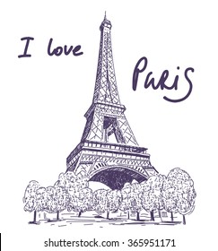 Eiffel tower in Paris vector drawing