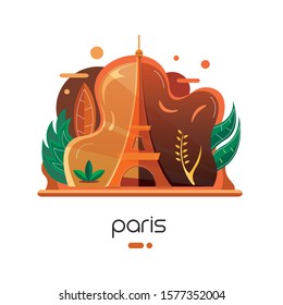 Eiffel tower paris vector with floral unique style.