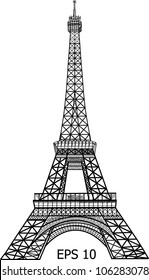 Eiffel Tower in Paris vector illustration, EPS 10.