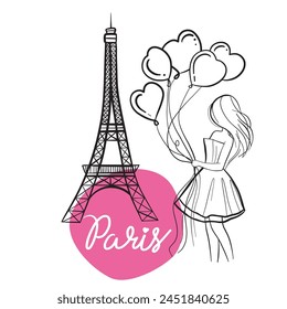 eiffel tower and paris. vector illustration.