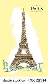 Eiffel Tower Paris. Vector illustration, vintage sketch style