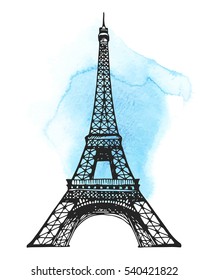 Eiffel Tower Paris Vector Illustration Hand Stock Vector (Royalty Free ...