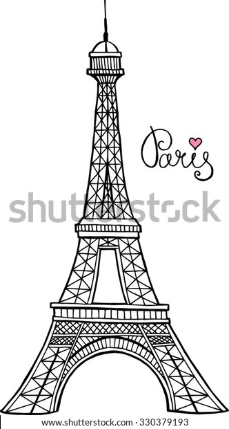 Eiffel Tower Parisian Symbol Hand Drawn Stock Vector (Royalty Free ...