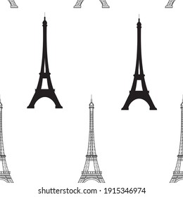 Eiffel Tower pattern repeatable seamless pattern in black color for any design. Vector illustration.