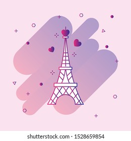 
Eiffel tower pink on a pink background illustratin