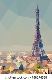 Eiffel tower polygonal illustration.