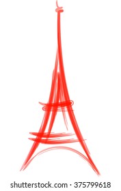 Eiffel Tower red opacity paintbrush vector