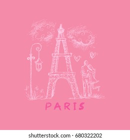  Eiffel tower with romantic couple.