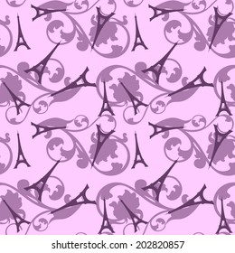 Eiffel tower seamless background - paris theme elegant pattern - romantic france design