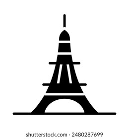 Eiffel Tower set icon. Blue tower, Paris landmark, French monument, architecture, travel, tourism, famous structure, cultural heritage.