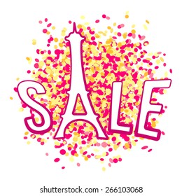 Eiffel tower shape sale vector lettering illustration