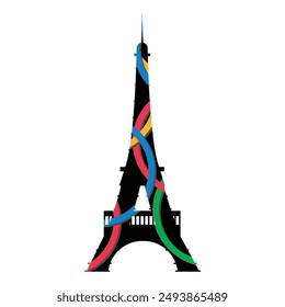 Eiffel tower silhouette, colorful Eiffel tower vector illustration