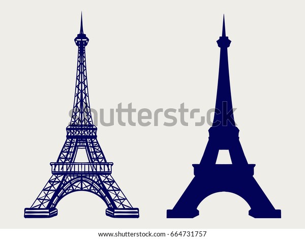エッフェル塔のシルエットと手描きのアイコン パリのベクター画像シンボル のベクター画像素材 ロイヤリティフリー