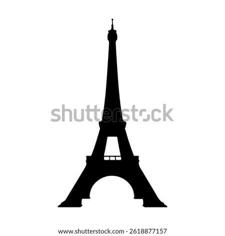 Eiffel tower silhouette icon vector flat design on white background.