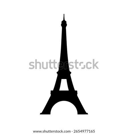 Eiffel tower silhouette icon vector flat illustration on white background.