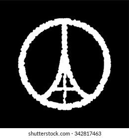 Eiffel tower silhouette, Peace for Paris, France