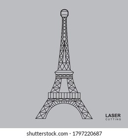 Eiffel Tower Silhouette. Template For Laser Cutting, Wood Carving, Paper Cut And Printing.  Vector Illustration.