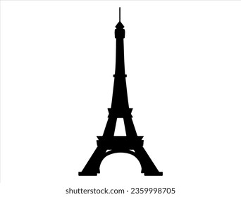 Silueta de la torre Eiffel arte vectorial fondo blanco