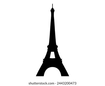 Eiffel tower silhouette vector art white background