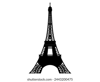 Eiffel tower silhouette vector art white background