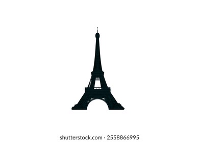 Eiffel tower silhouette vector art black on a white background illustration