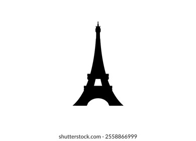 Eiffel tower silhouette vector art black on a white background illustration