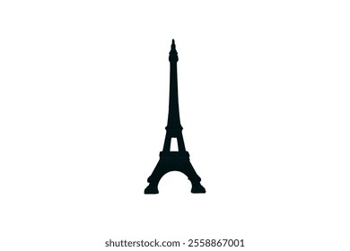 Eiffel tower silhouette vector art black on a white background illustration