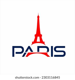 Eiffel tower silhouette with word Paris.