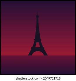 Eiffel Tower, Simple and minimalistic artwork of the monument in Paris, Vector Illustration