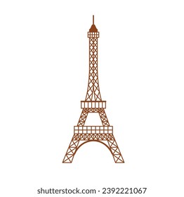 La Torre Eiffel simplemente ilustración plana de la ilustración vectorial aislada en fondo blanco. Un símbolo de París. Artículo para el concepto de turismo. Viajando. Lugares famosos en el mundo.