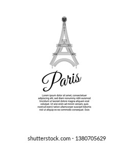 Eiffel tower sketch design, greeting card background