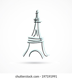 eiffel tower sketch icon