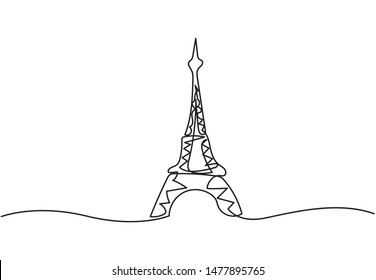 Eiffel tower sketch. Paris continuous line illustration