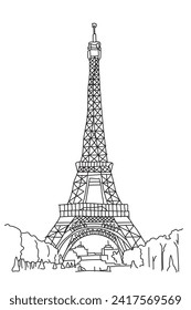 Eiffel Tower in sketch style.